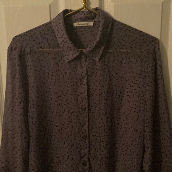 Quintessential Lavender and Black Button Down Blouse - Picture 1 of 6